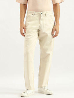 United Colors of Benetton - Men Cream Solid Relaxed Fit Jeans