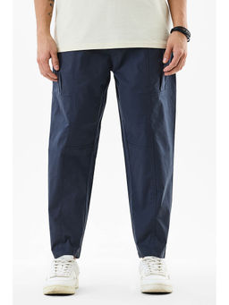 Snitch - Men Navy Blue Solid Relaxed Fit Trouser