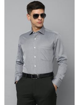 Louis Philippe - Men Grey Classic Fit Textured Full Sleeves Formal Shirt