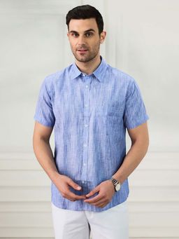 TAHVO - Blue Half Sleeves Casual Shirt