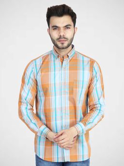 TAHVO - Orange Checkered Casual Shirt