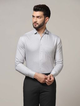 TAHVO - Men Grey Printed Formal Shirt