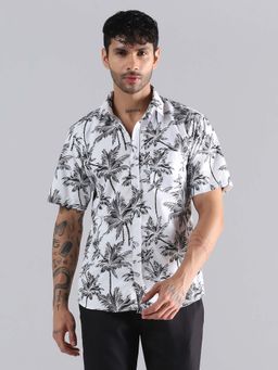 TAHVO - White Hawaiian Printed Shirt