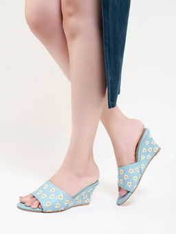 Elevato Basics - Blue Wedges Heels For Women