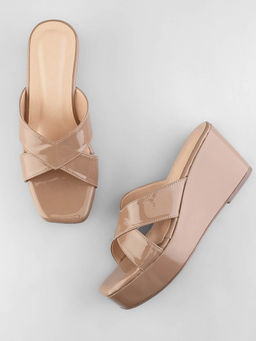 Elevato Basics - Taupe Wedges Heels For Women