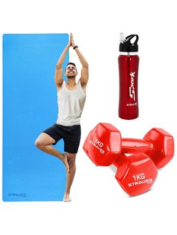Strauss - Combo Kit 1 Yoga Mat 1 Bottle 2 Dumbbells