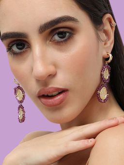 Sohi - Gold Plated Designer Stone Party Drop Earring For Women
