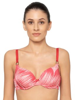 Triumph - Padded Wired Tropical Palm Print Everyday Seamless T-Shirt Bra - Red