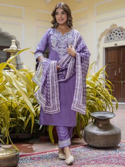 VredeVogel - Purple Women Kurta With Pant & Dupatta