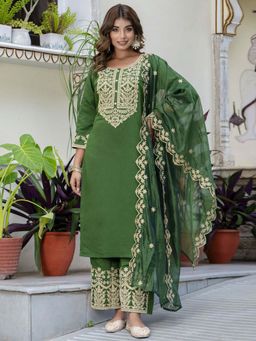 VredeVogel - Green Women Kurta With Palazzo & Dupatta