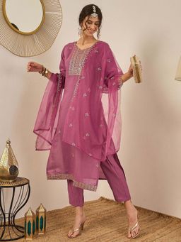 VredeVogel - Purple Women Kurta With Pant & Dupatta