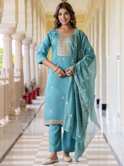 VredeVogel - Blue Women Kurta With Pant & Dupatta