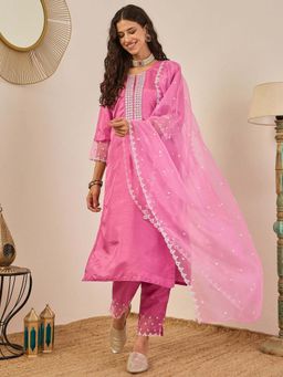 VredeVogel - Pink Women Kurta With Pant & Dupatta