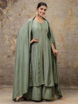 VredeVogel - Green Women Kurta With Palazzo & Dupatta