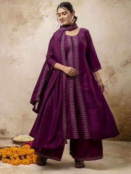 VredeVogel - Purple Women Kurta With Palazzo & Dupatta