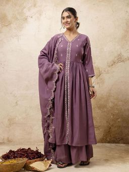 VredeVogel - Purple Women Kurta With Palazzo & Dupatta