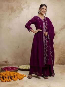 VredeVogel - Purple Women Kurta With Palazzo & Dupatta