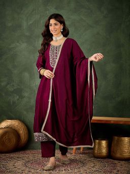 VredeVogel - Purple Women Kurta With Pant & Dupatta