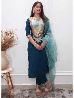 VredeVogel - Blue Women Kurta With Pant & Dupatta