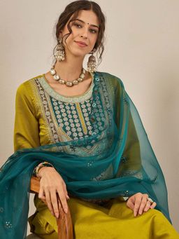 VredeVogel - Yellow Women Kurta With Pant & Dupatta