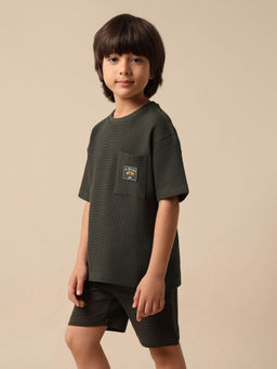 U.S. POLO ASSN. - Boys Grey Textured Boxy Fit T-shirt