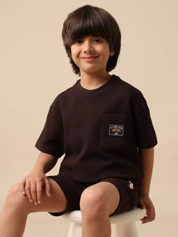 U.S. POLO ASSN. - Boys Brown Textured Boxy Fit T-shirt