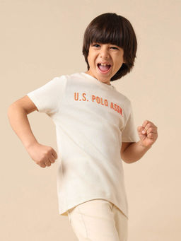 U.S. POLO ASSN. - Boys Off White Pure Cotton T-shirt