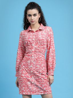 KASSUALLY - Pink Typography Shirt Dress