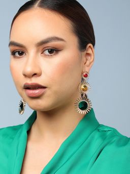 Sohi - Gold Plated Party Designer Stone Drop Earring for Women