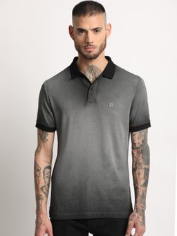 The Bear House - Mens Grey Solid Polo T-shirt