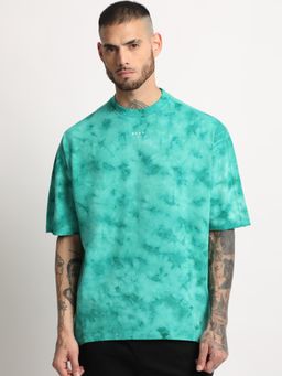 The Bear House - Mens Teal Green Tie & Dye Round Neck T-shirt