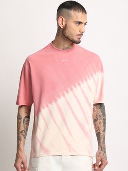 The Bear House - Mens Pink Tie & Dye Round Neck T-shirt
