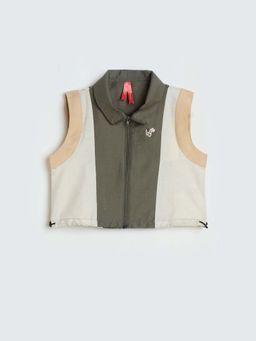 Blue Giraffe - Olive Blended Colorblock Top