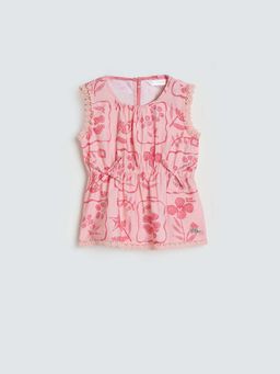 ELLE - Pink Cotton Floral Top