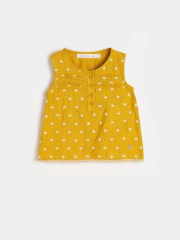 ELLE - Mustard Blended Printed Top