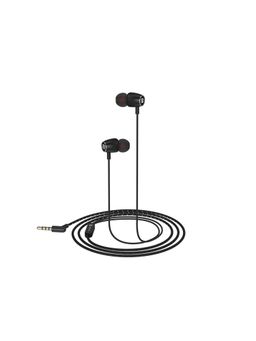 Portronics - Conch 80 in Ear Wired Earphones with Mic 10mm Dynamic Drivers 3.5mm Extra Bass (Black)