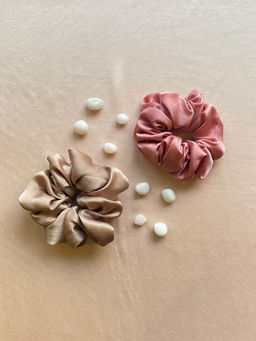 Spotstyl - Pure Silk Peachy Perfect Oversized Scrunchies - Pack of 2