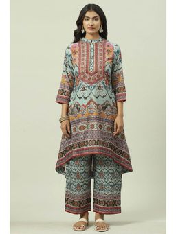 Biba - Blue & Multi Printed Palazzo (Set of 2)