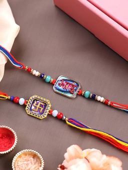 PANASH - Plated Designer Beaded Rakhis with Roli Chawal Pack