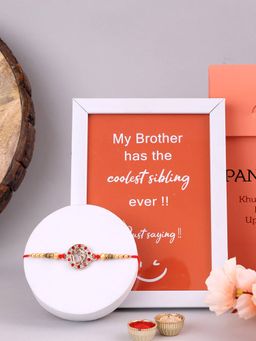 PANASH - Plated Beaded Thread Rakhi Photo Frame, Roli & Chawal