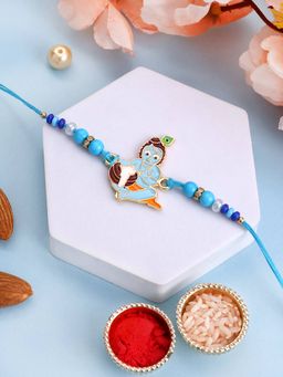 PANASH - Plated Krishna Shaped Thread Rakhi with Roli Chawal