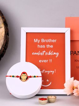 PANASH - Plated Beaded Thread Rakhi Photo Frame, Roli & Chawal