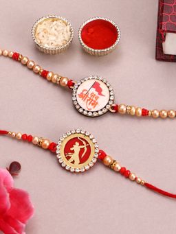 PANASH - Plated Beads Stone Studded Rakhis with Roli Chawal