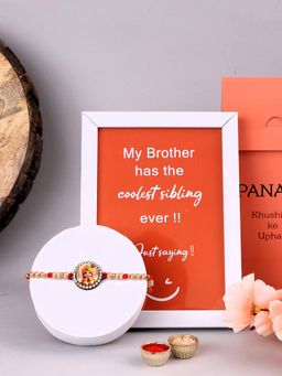 PANASH - Plated Beaded Thread Rakhi Photo Frame, Roli & Chawal