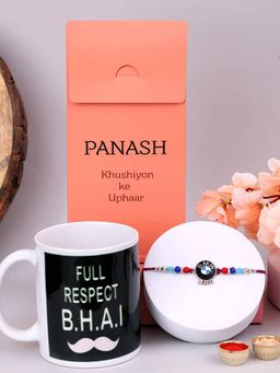 PANASH - Plated Beaded Thread Rakhi Mug & Roli Chawal