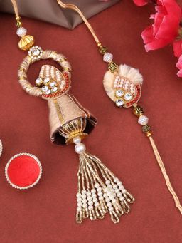 PANASH - Plated Beaded with Stone Studded Bhaiya Bhabhi Rakhis with Roli Chawal