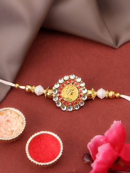 PANASH - Plated Stone Studded Beaded Rakhi with Roli Chawal