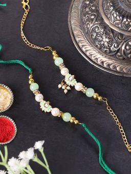 PANASH - Plated Beaded Bhaiya Bhabhi Bracelet Rakhi with Bracelet