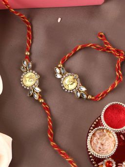 PANASH - Plated Stone Studded Thread Rakhis with Roli Chawal