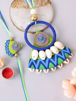 PANASH - Sea Shell Beaded Thread Bhaiya Bhabhi Rakhis with Roli Chawal